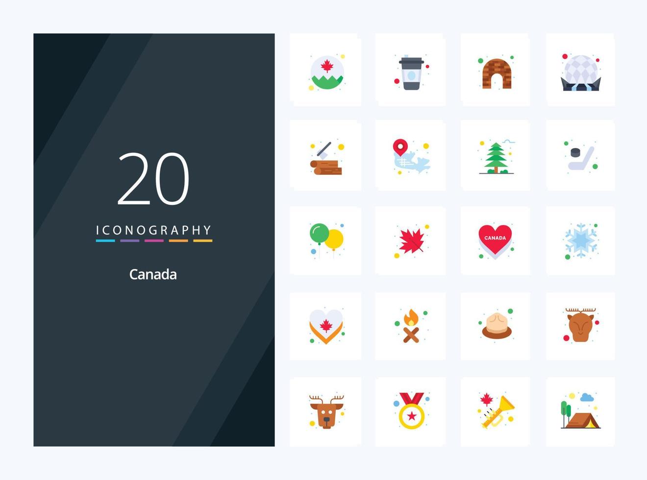 20 Canada vlak kleur icoon voor presentatie vector