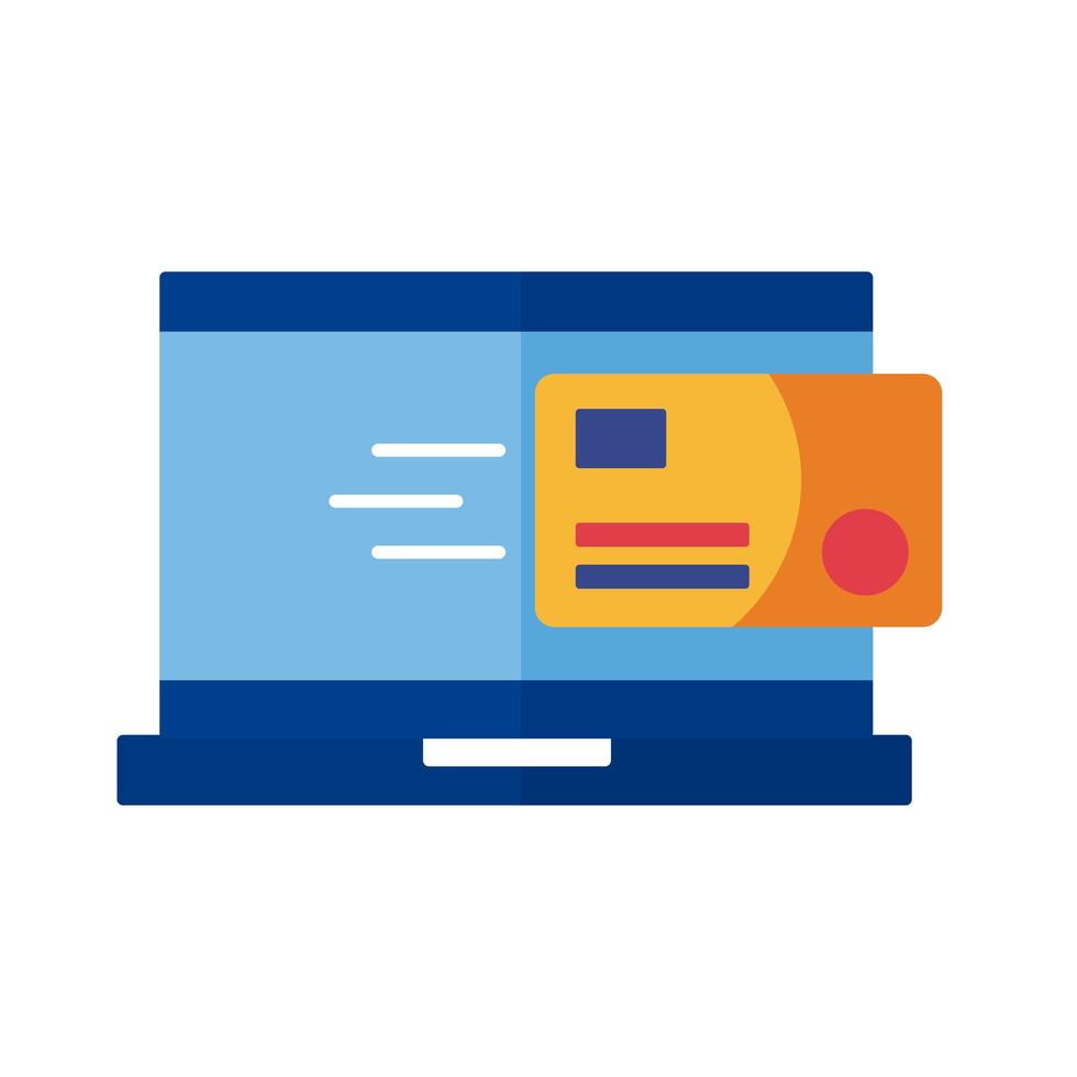 creditcard met laptopbetaling online vlakke stijl vector