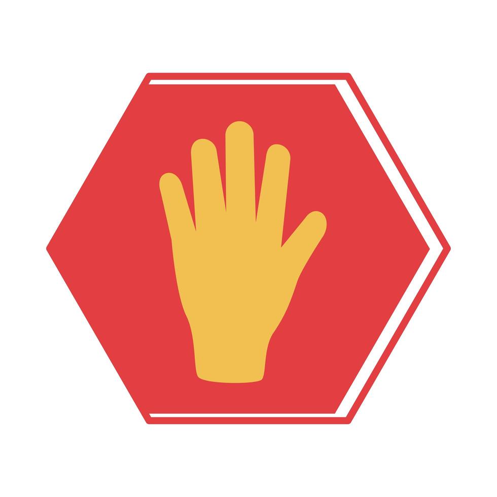 hand stop signaal platte stijlicoon vector