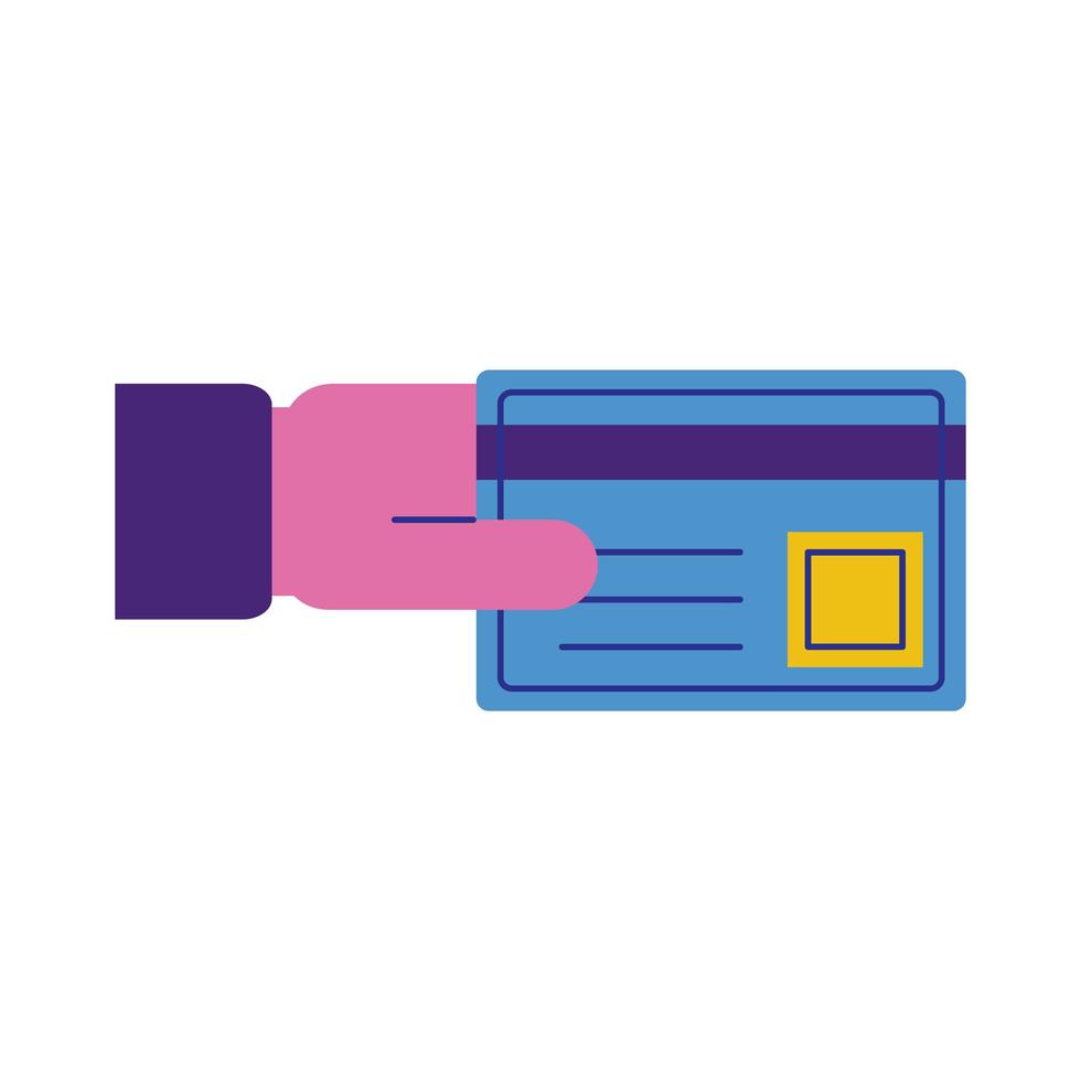 hand met creditcard e-commerce platte stijlicoon vector