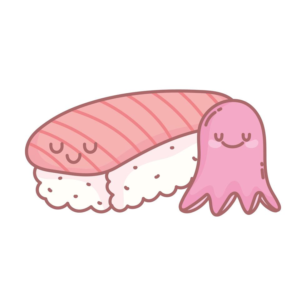 octopus en sushi lekker menu restaurant cartoon eten schattig vector