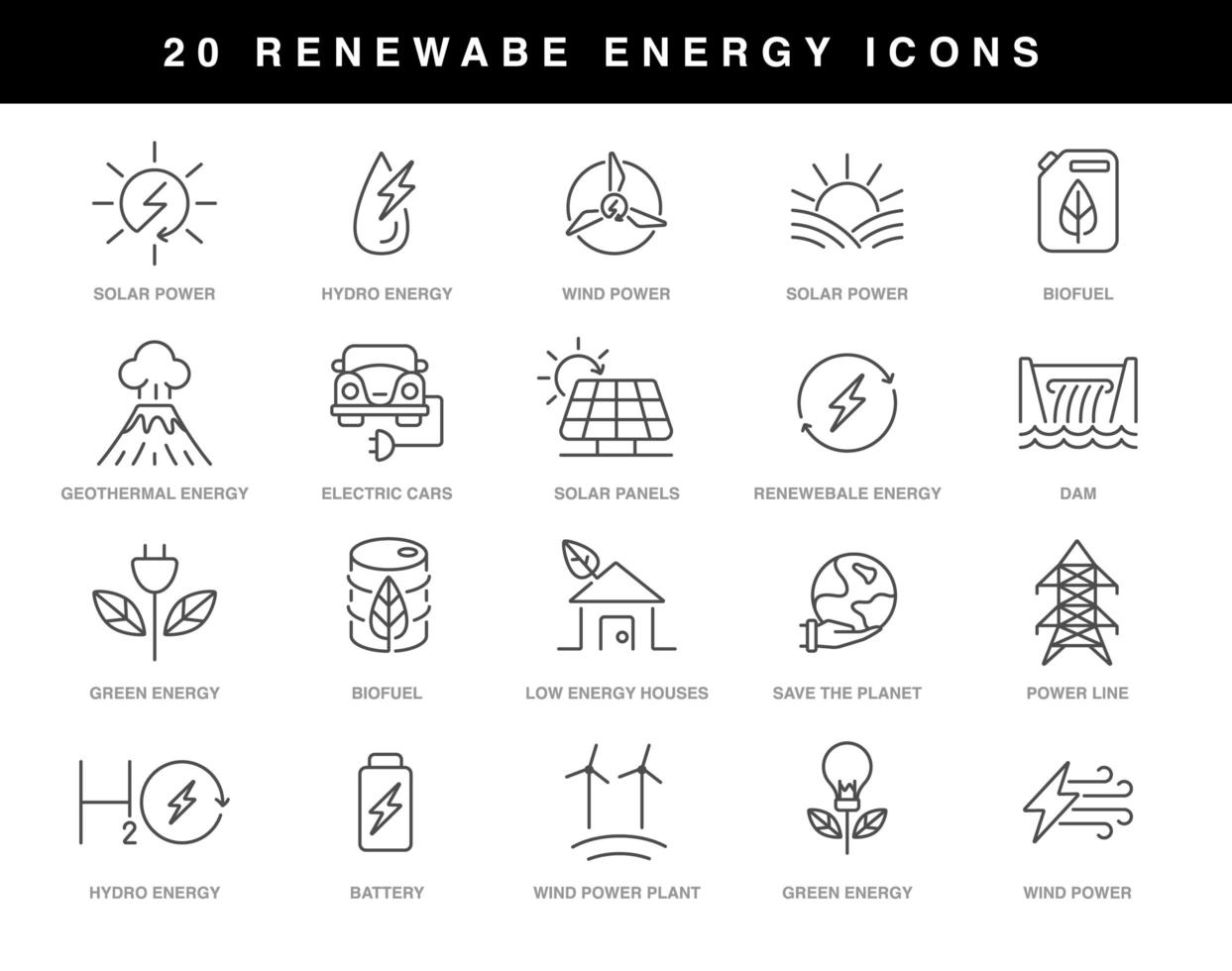 hernieuwbare energie pictogrammen instellen vector