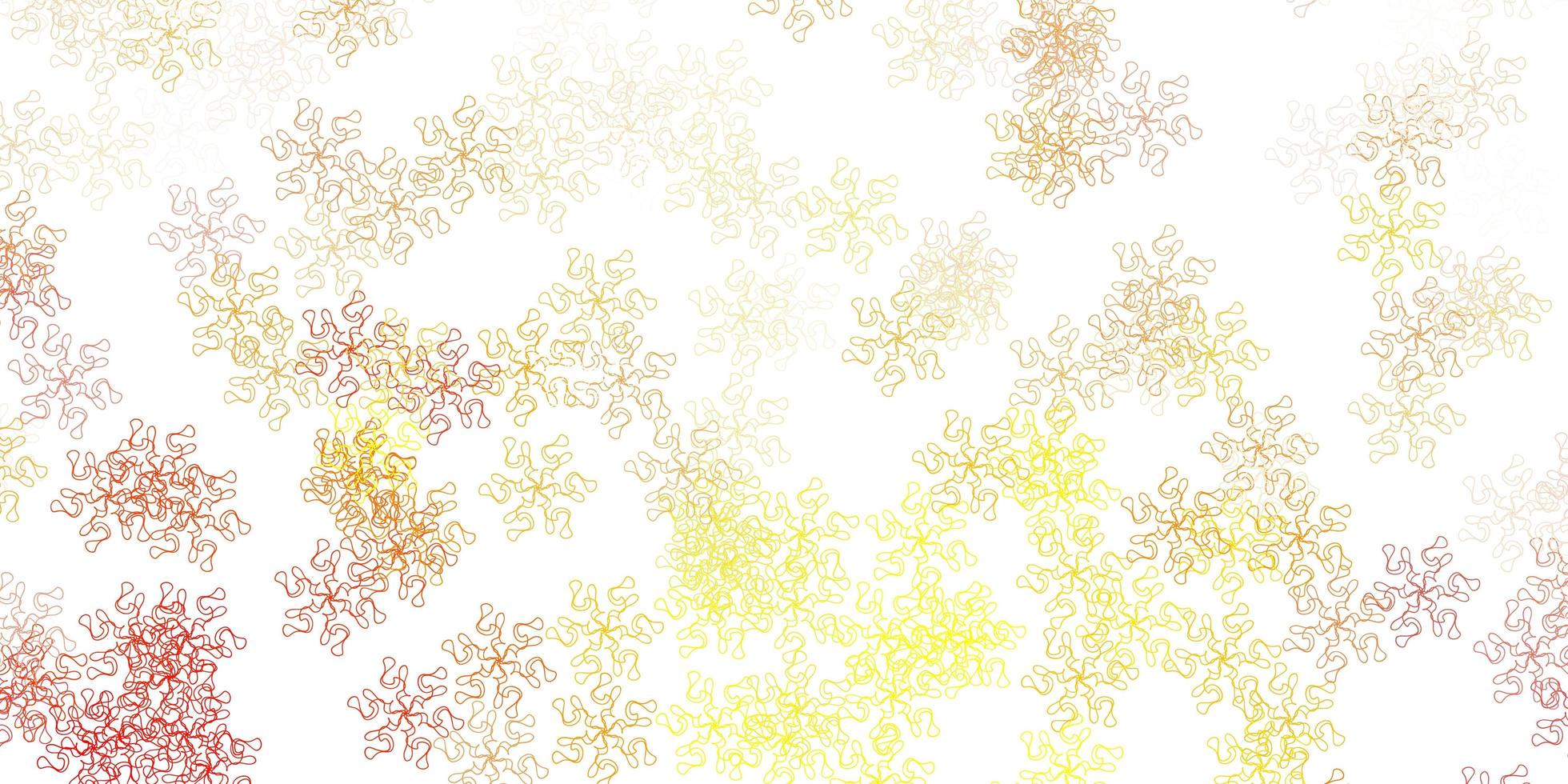 licht oranje vector doodle patroon met bloemen.