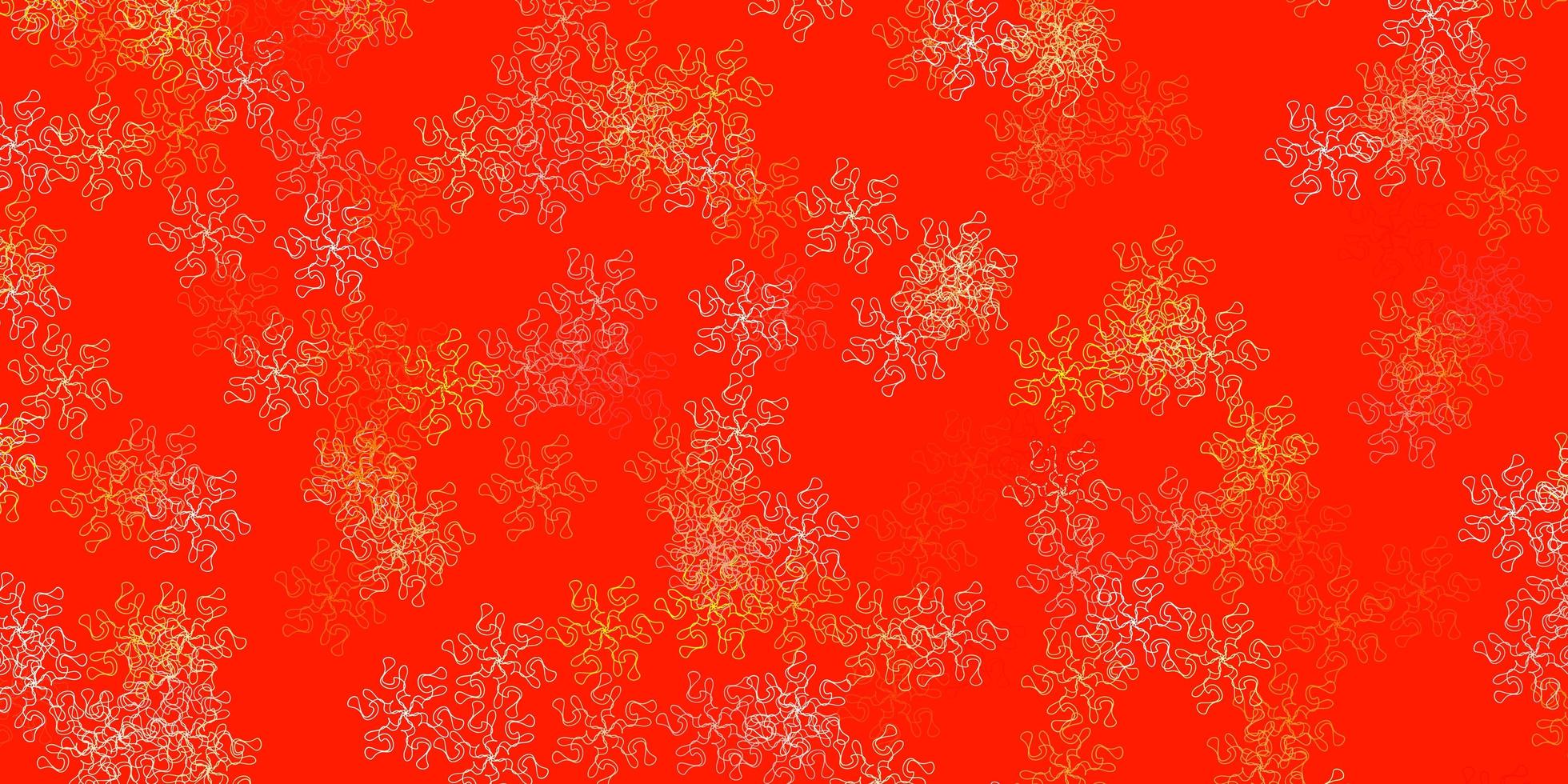 licht oranje vector doodle patroon met bloemen.