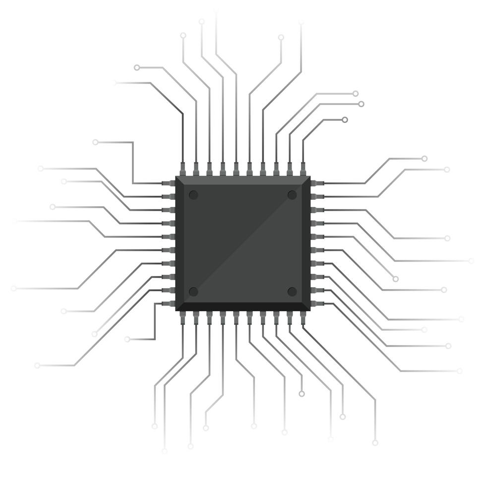 computer chip ontwerp vectorillustratie geïsoleerd op een witte achtergrond vector