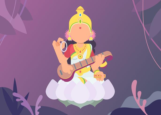 Goddess Saraswathi Illustratie vector