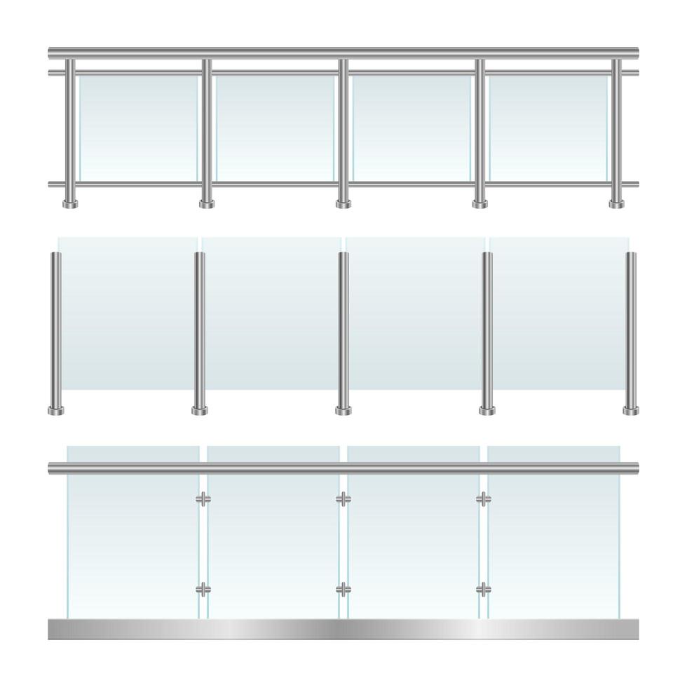glazen balustrade set vector ontwerp illustratie geïsoleerd op een witte achtergrond