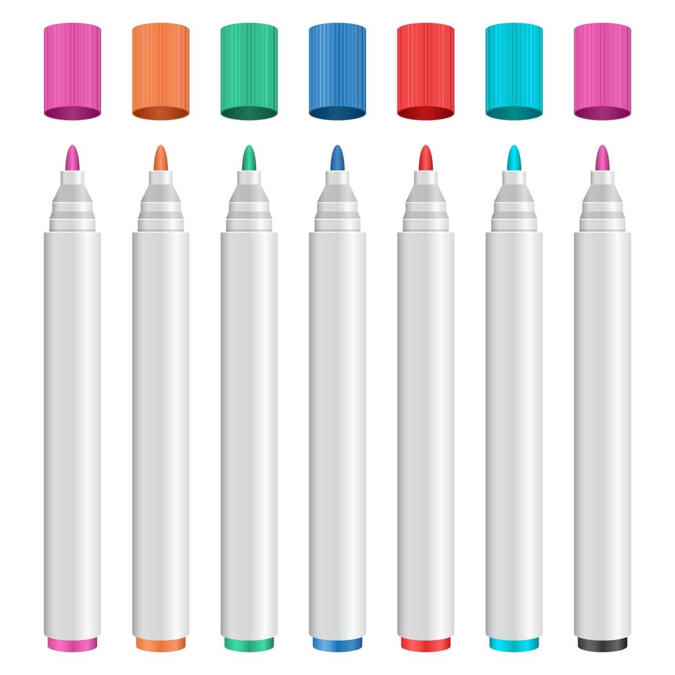 gekleurde marker set vector ontwerp illustratie geïsoleerd op een witte achtergrond