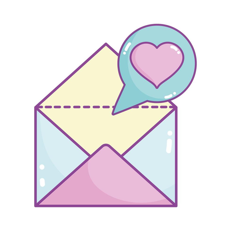 gelukkige Valentijnsdag, envelop brief bericht liefde hart tekstballon vector