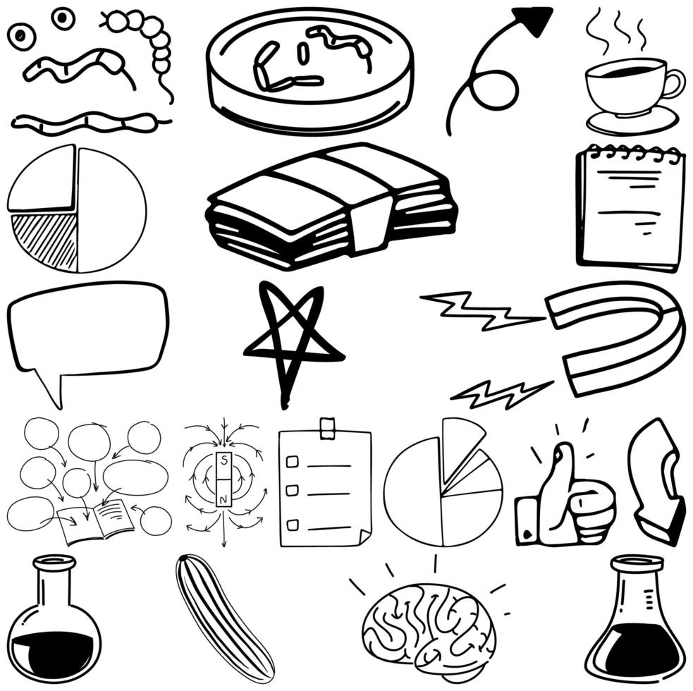 set item en symbool hand getrokken doodle vector