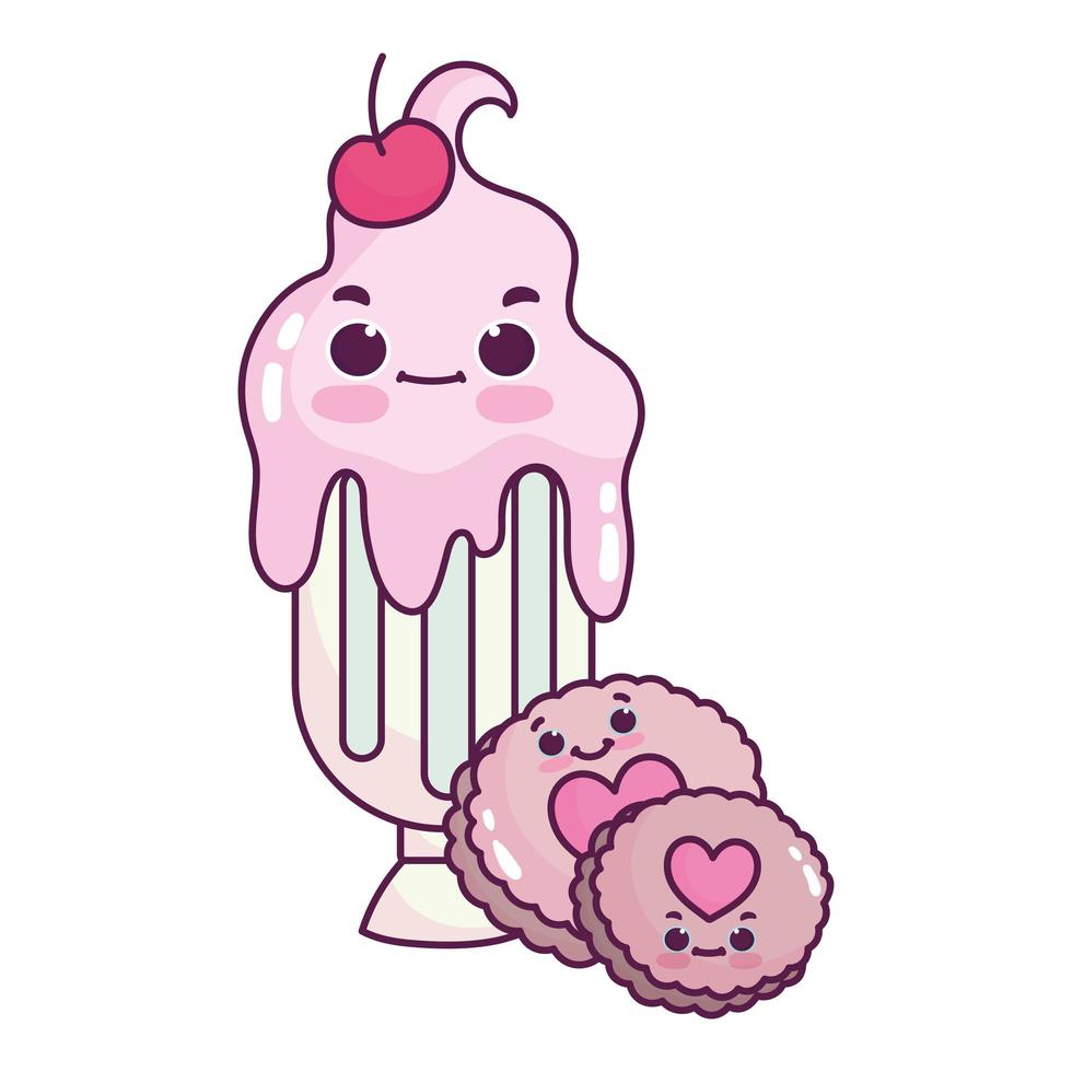 schattig voedsel milkshake met koekjes zoet dessert gebak cartoon geïsoleerd ontwerp vector