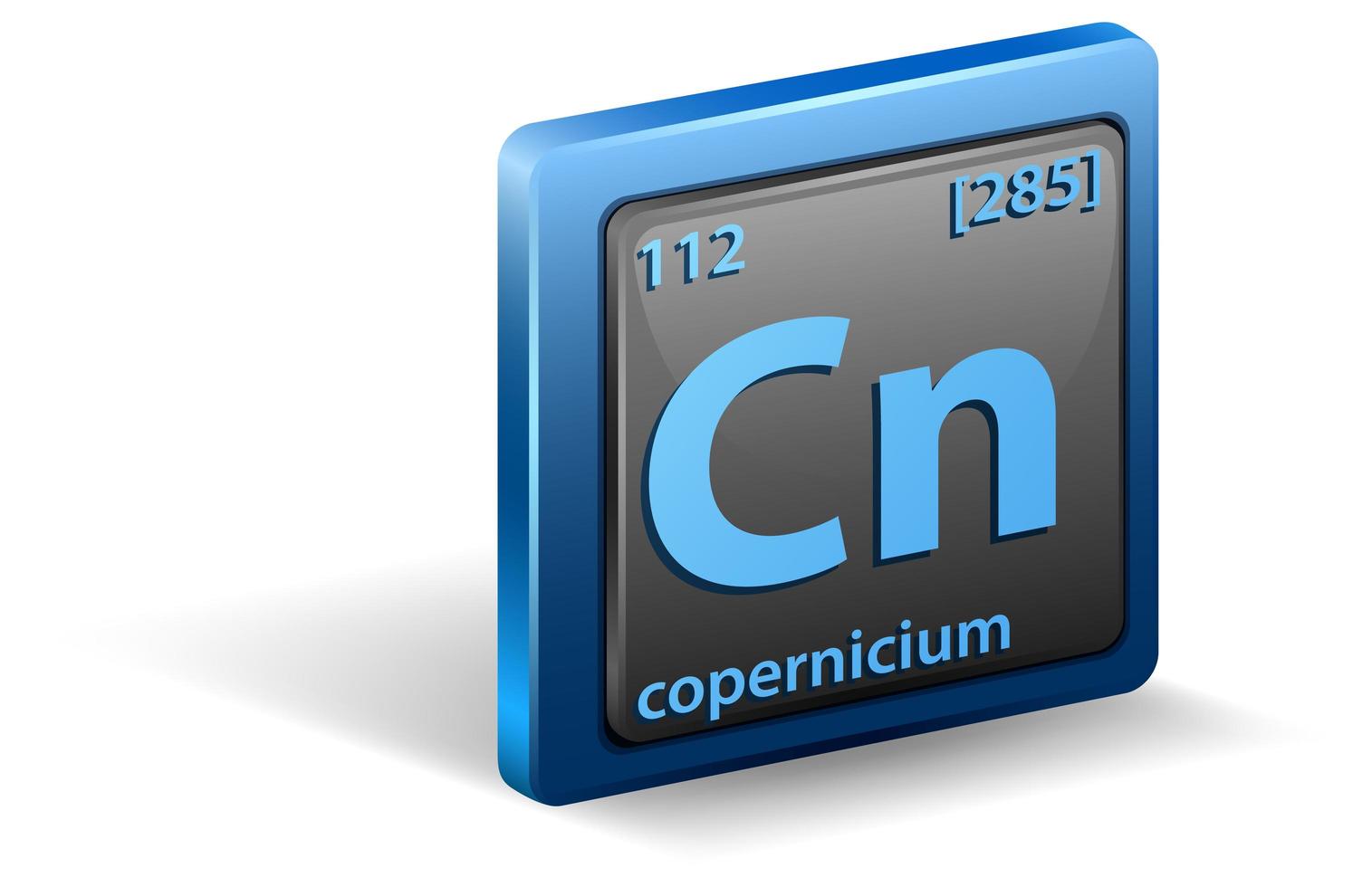 copernicium scheikundig element. chemisch symbool met atoomnummer en atoommassa. vector