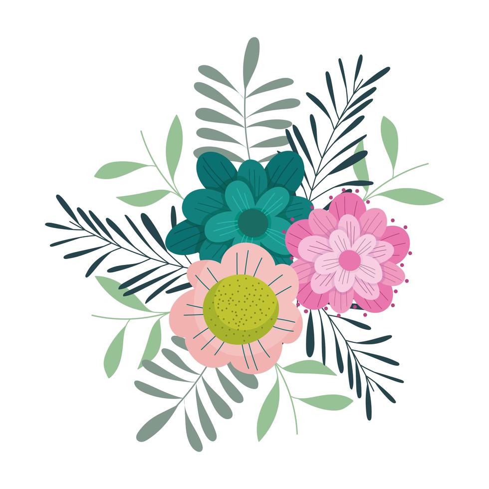 bloemen bladeren gebladerte natuur decoratie geïsoleerde pictogram vector