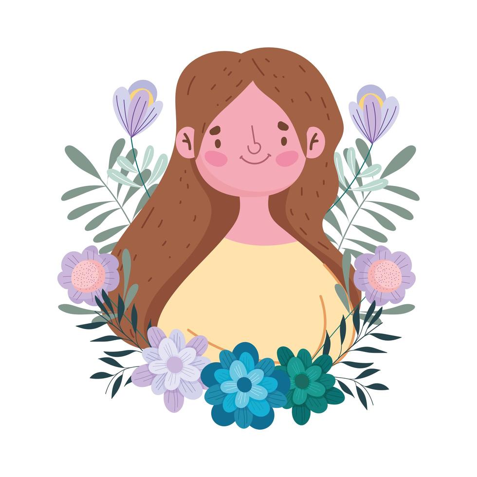 gelukkige moederdag, vrouw bloemen bladeren decoratie natuur geïsoleerd ontwerp vector