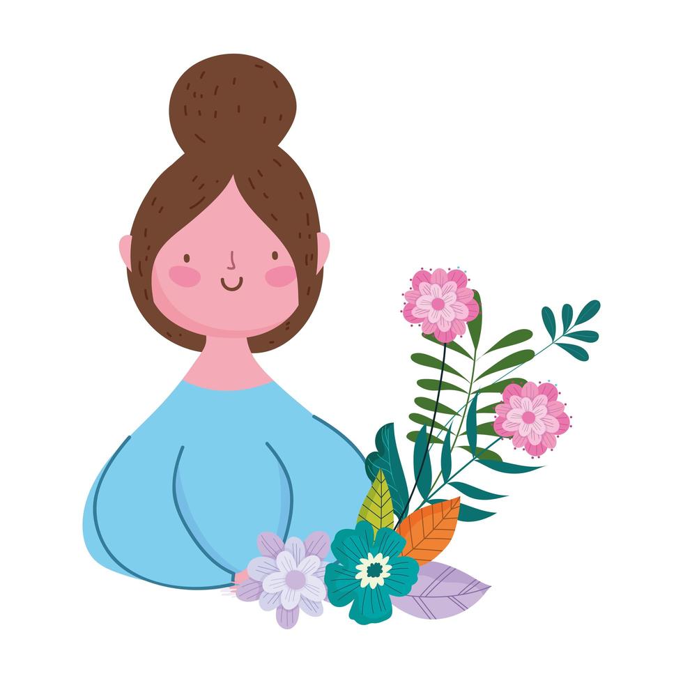 gelukkige moederdag, vrouw bloemen bladeren decoratie natuur geïsoleerd ontwerp vector