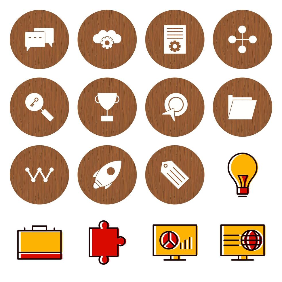 icon set van zoekmachineoptimalisatie voor persoonlijk en commercieel gebruik ... vector