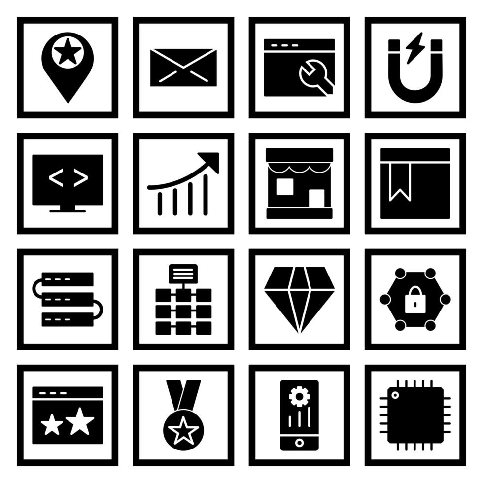 icon set van zoekmachineoptimalisatie voor persoonlijk en commercieel gebruik ... vector