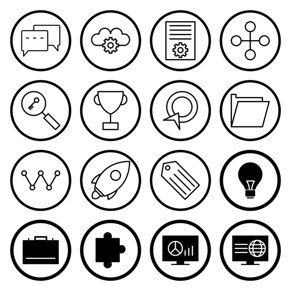 icon set van zoekmachineoptimalisatie voor persoonlijk en commercieel gebruik ... vector