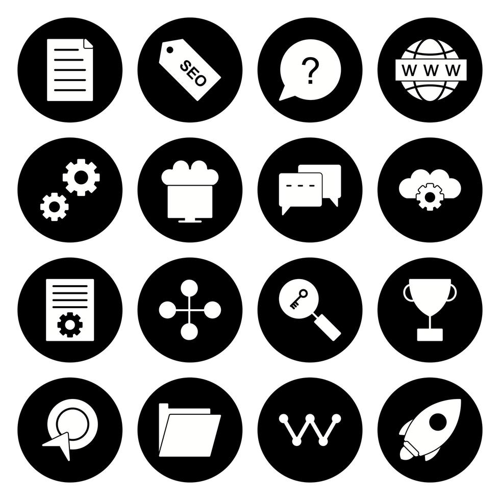 icon set van zoekmachineoptimalisatie voor persoonlijk en commercieel gebruik ... vector