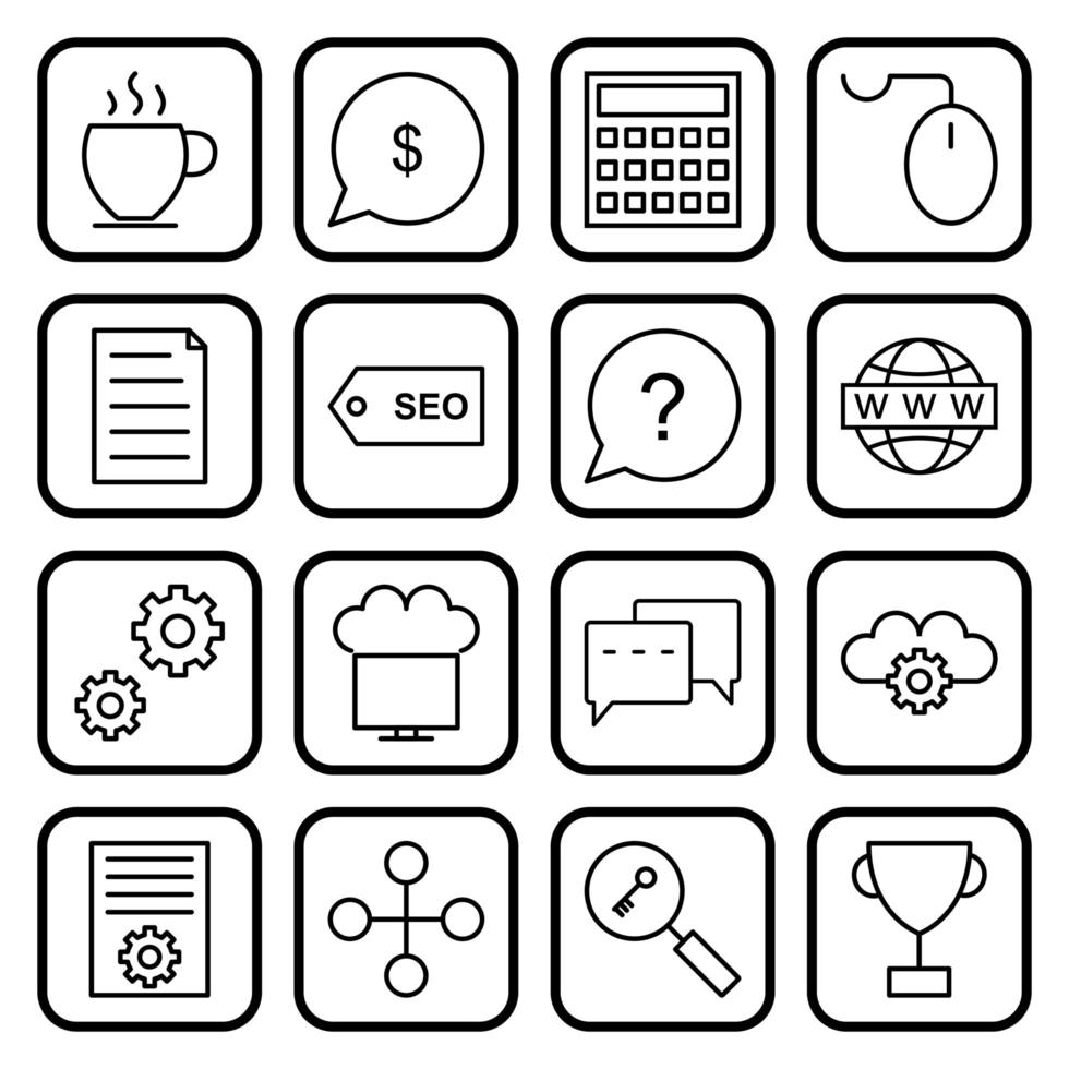 icon set van zoekmachineoptimalisatie voor persoonlijk en commercieel gebruik ... vector