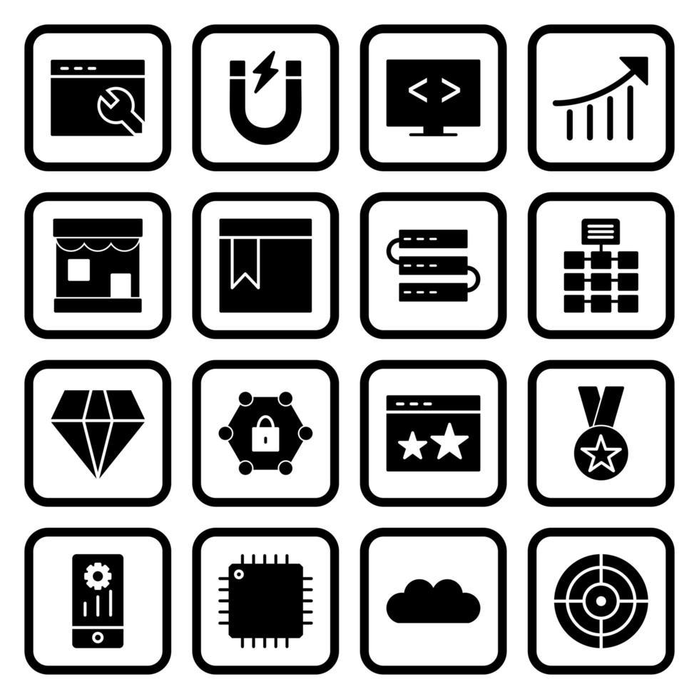 icon set van zoekmachineoptimalisatie voor persoonlijk en commercieel gebruik ... vector