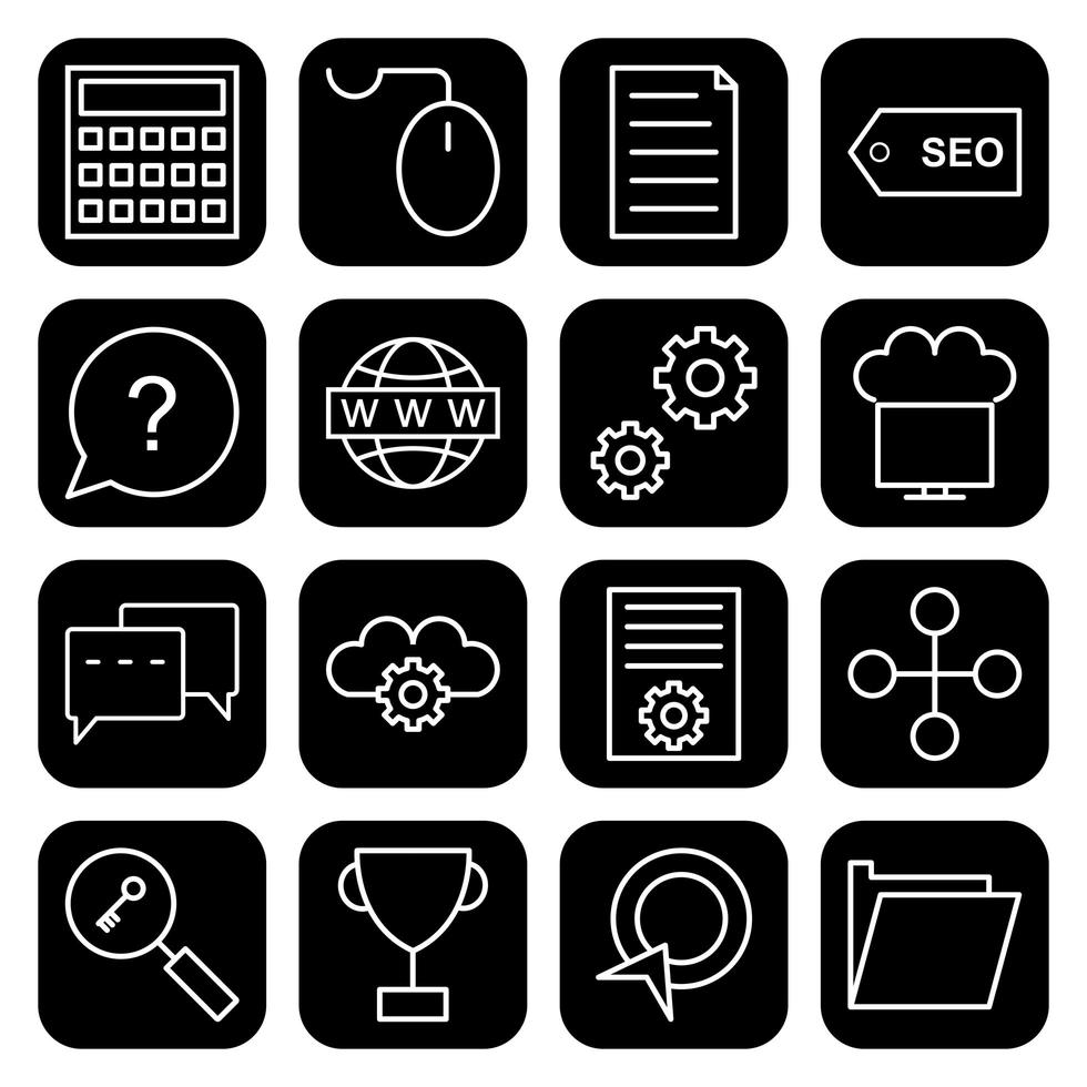 icon set van zoekmachineoptimalisatie voor persoonlijk en commercieel gebruik ... vector