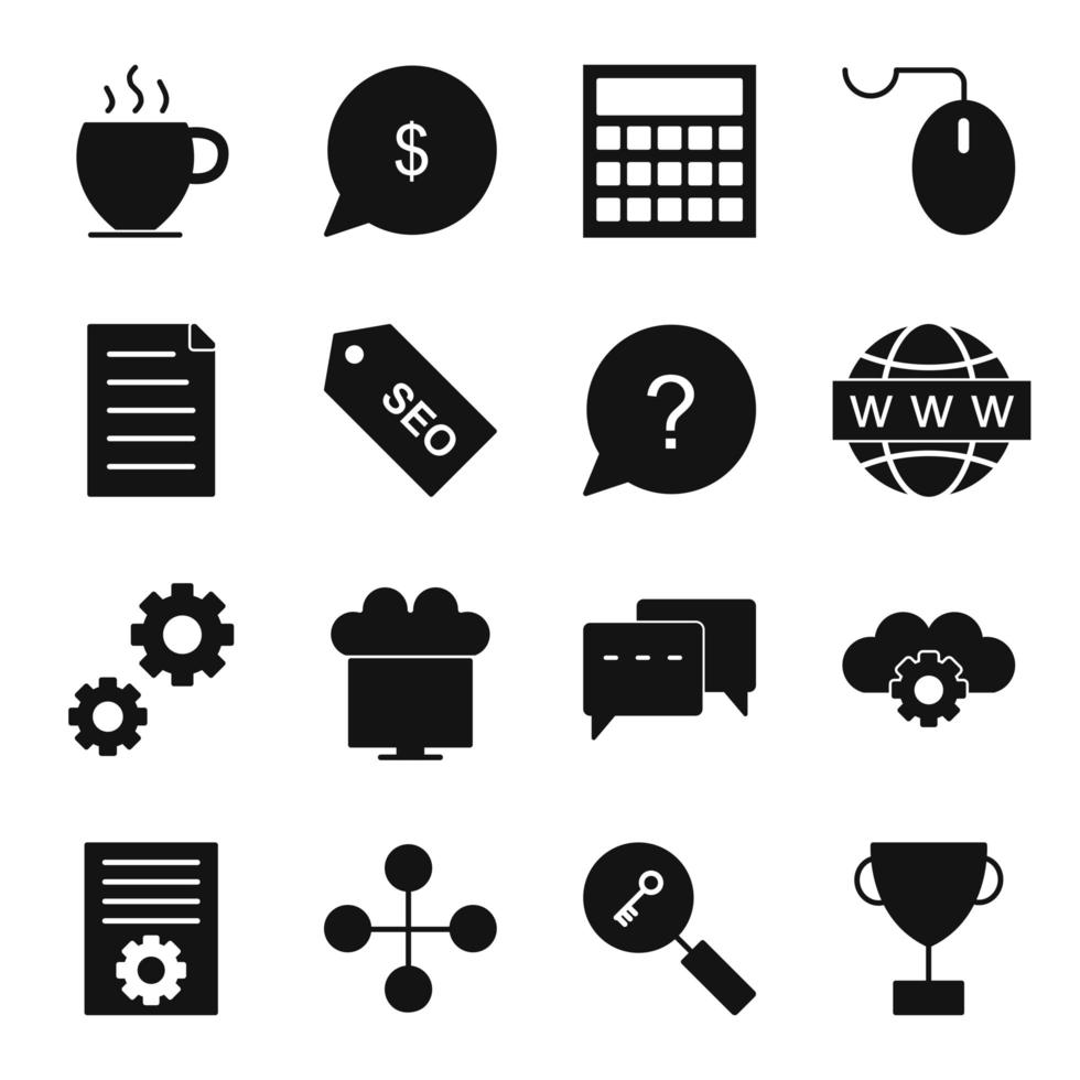 icon set van zoekmachineoptimalisatie voor persoonlijk en commercieel gebruik ... vector