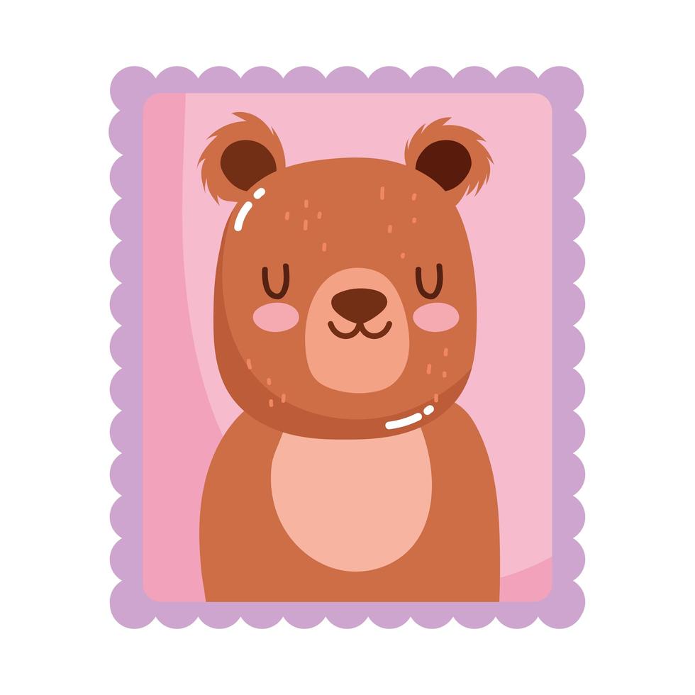 schattige kleine beer dieren cartoon postzegel vector