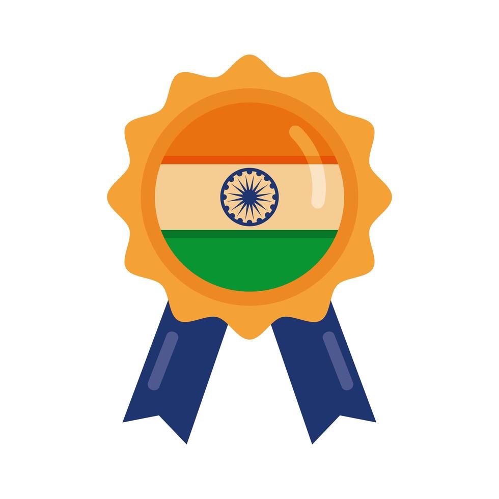 onafhankelijkheidsdag india viering vlag in medaille platte stijlicoon vector