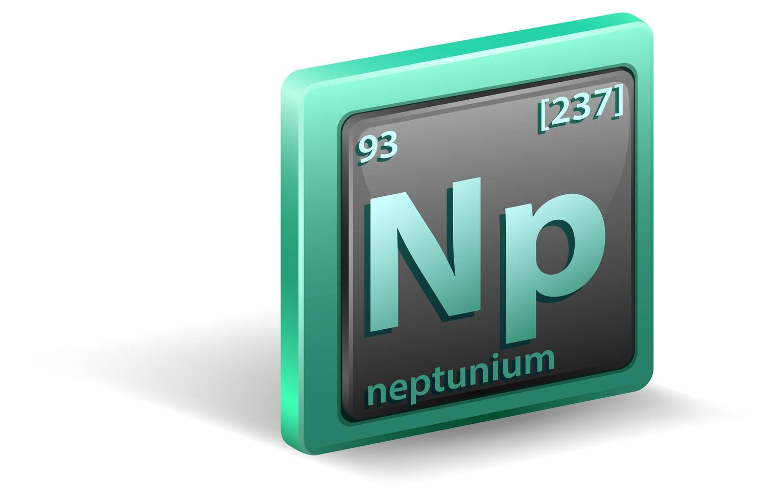 neptunium scheikundig element. chemisch symbool met atoomnummer en atoommassa. vector