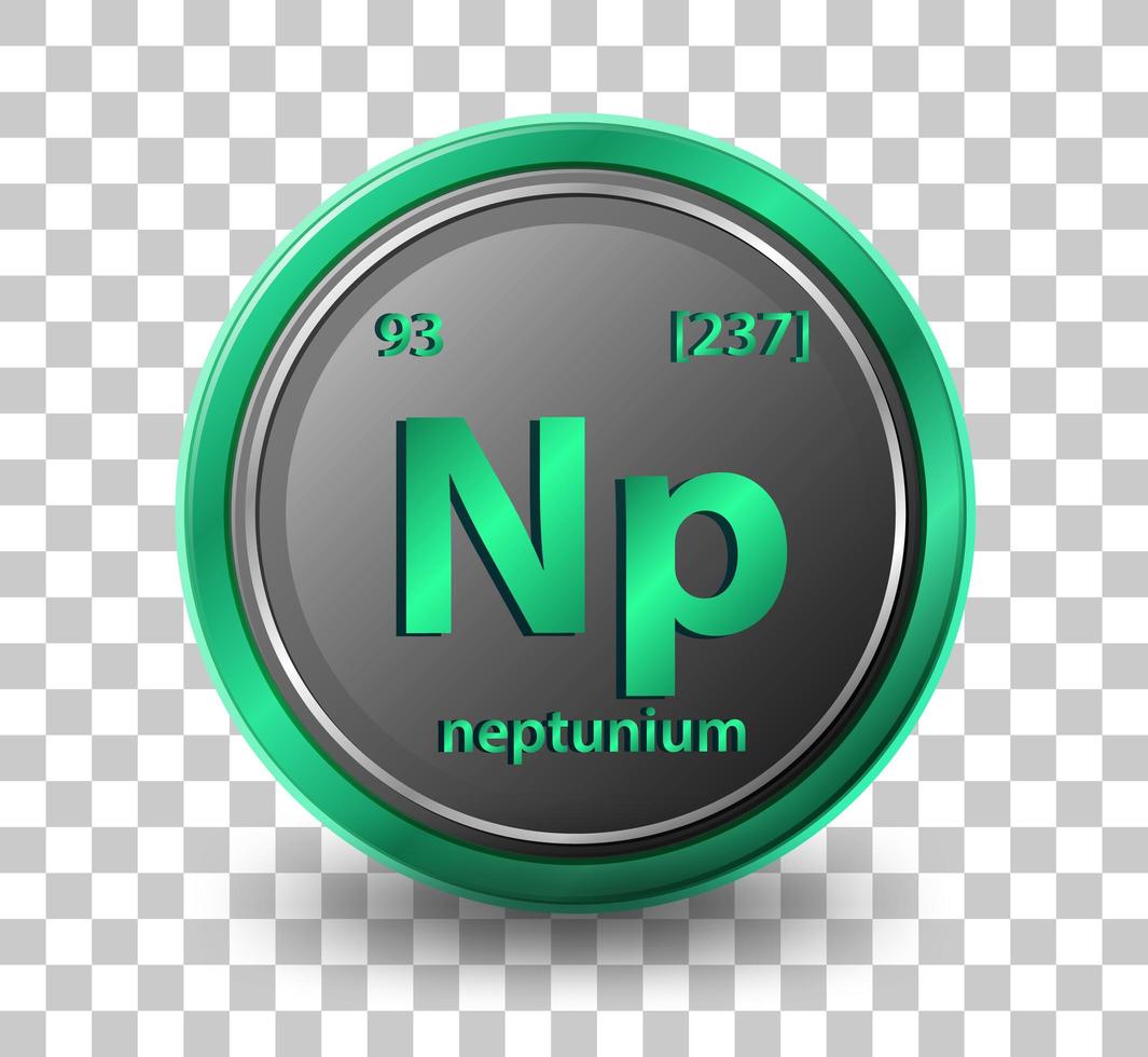 neptunium scheikundig element. chemisch symbool met atoomnummer en atoommassa. vector
