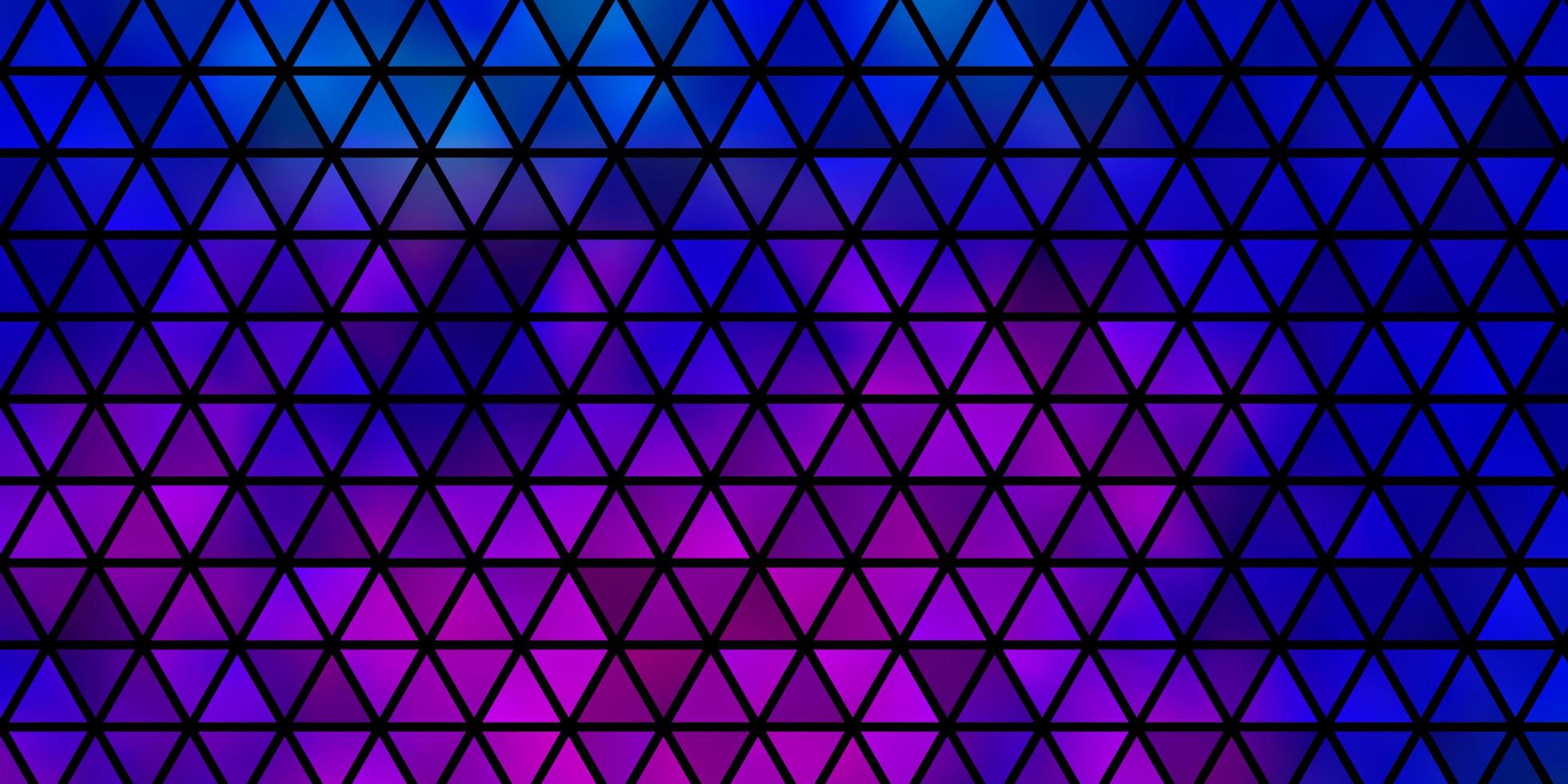 donkerroze, blauwe vector sjabloon met kristallen, driehoeken.