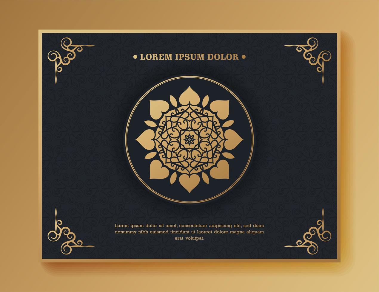 donker gouden kleur mandala achtergrond concept vector