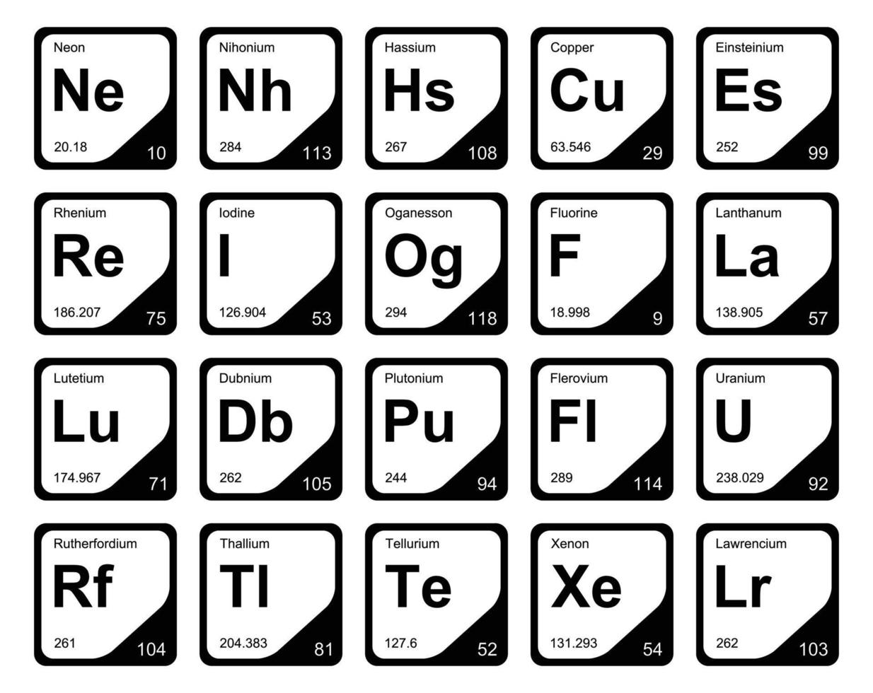 20 preiodisch tafel van de elementen icoon pak ontwerp vector