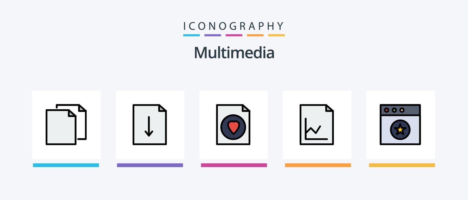 multimedia lijn gevulde 5 icoon pak inclusief . het dossier. wolk. favoriet. het dossier. creatief pictogrammen ontwerp vector