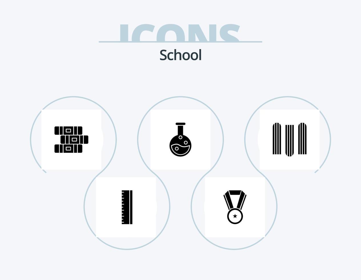 school- glyph icoon pak 5 icoon ontwerp. . . stationair. bestanden. document vector