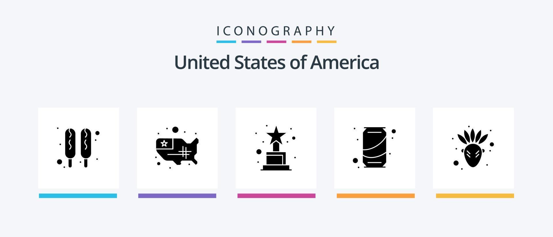 Verenigde Staten van Amerika glyph 5 icoon pak inclusief . inheems Amerikaans. prijs. Amerikaans. Frisdrank. creatief pictogrammen ontwerp vector