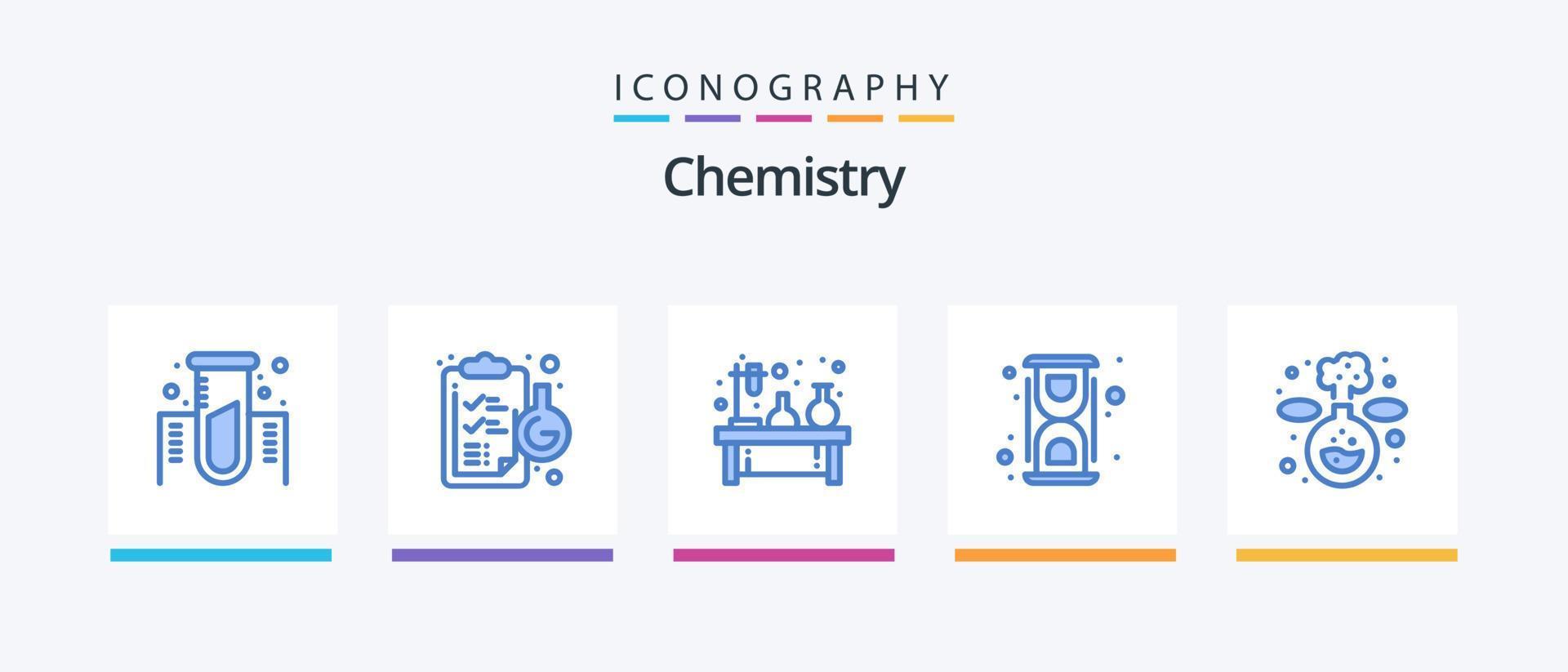 chemie blauw 5 icoon pak inclusief werkwijze. laboratorium. chemie. laboratorium. lamp. creatief pictogrammen ontwerp vector