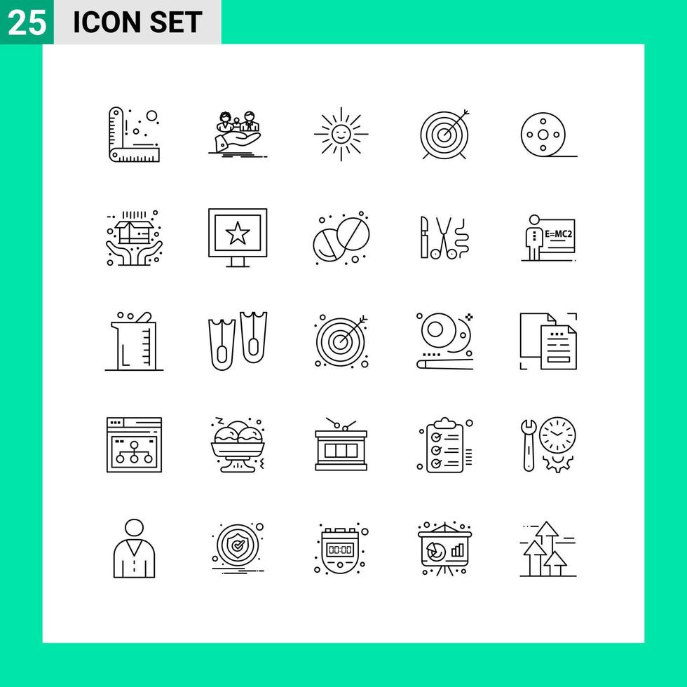 25 universeel lijnen reeks voor web en mobiel toepassingen film focus helderheid doel doelwit bewerkbare vector ontwerp elementen