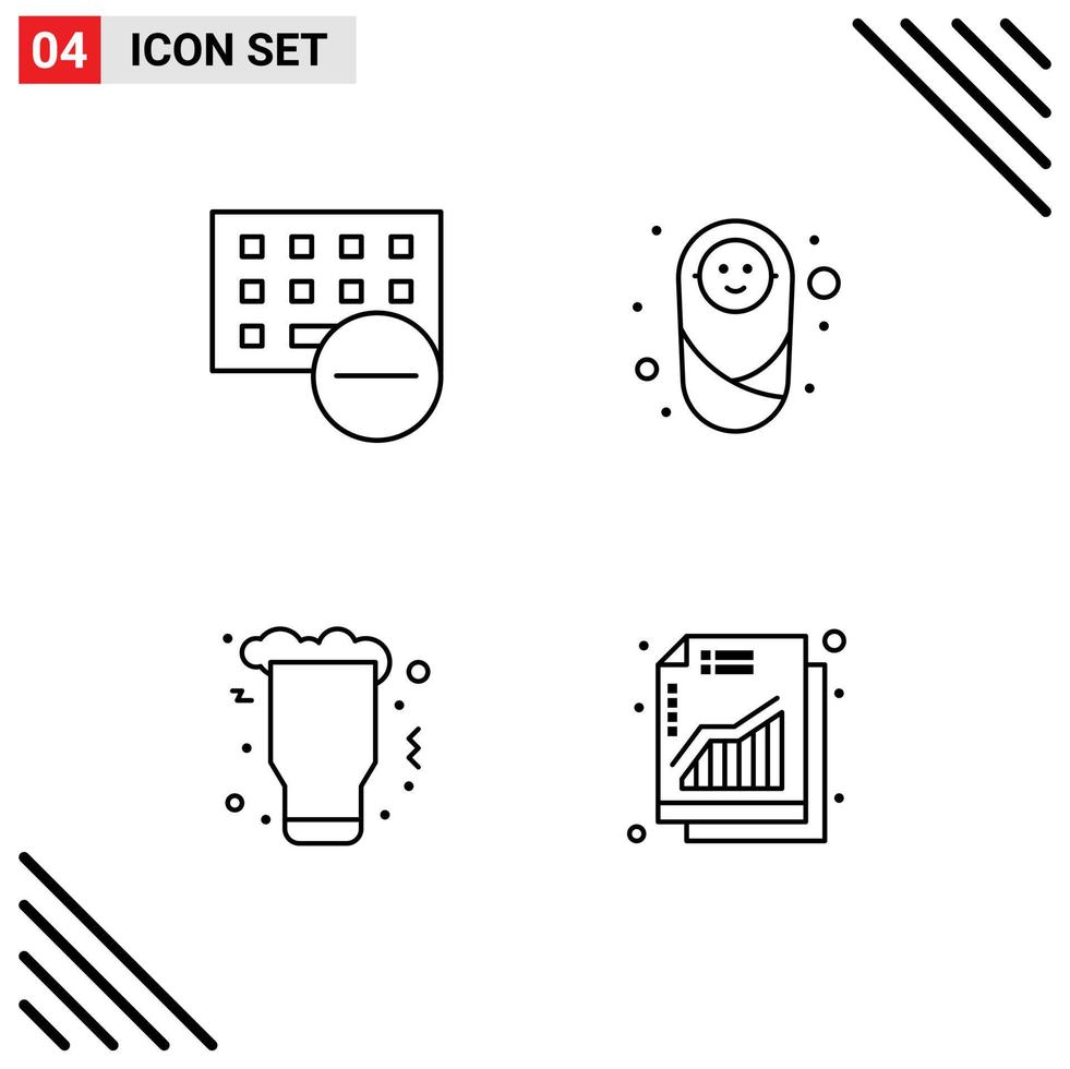 voorraad vector icoon pak van 4 lijn tekens en symbolen voor computers viering hardware kind partij bewerkbare vector ontwerp elementen