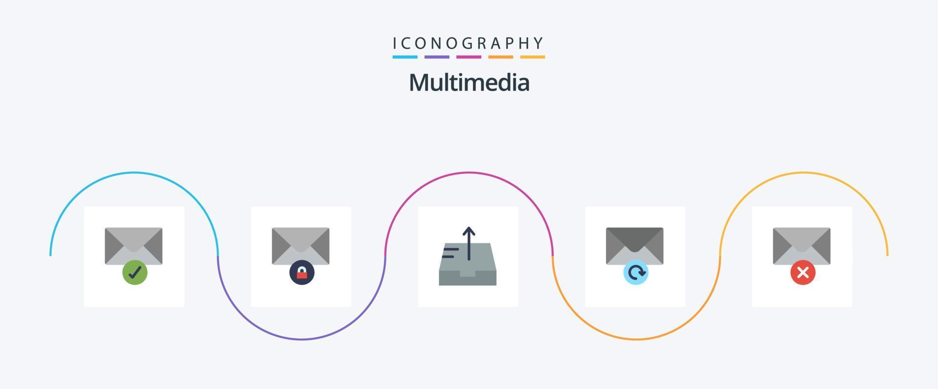 multimedia vlak 5 icoon pak inclusief . versturen. bericht. verwijderen vector