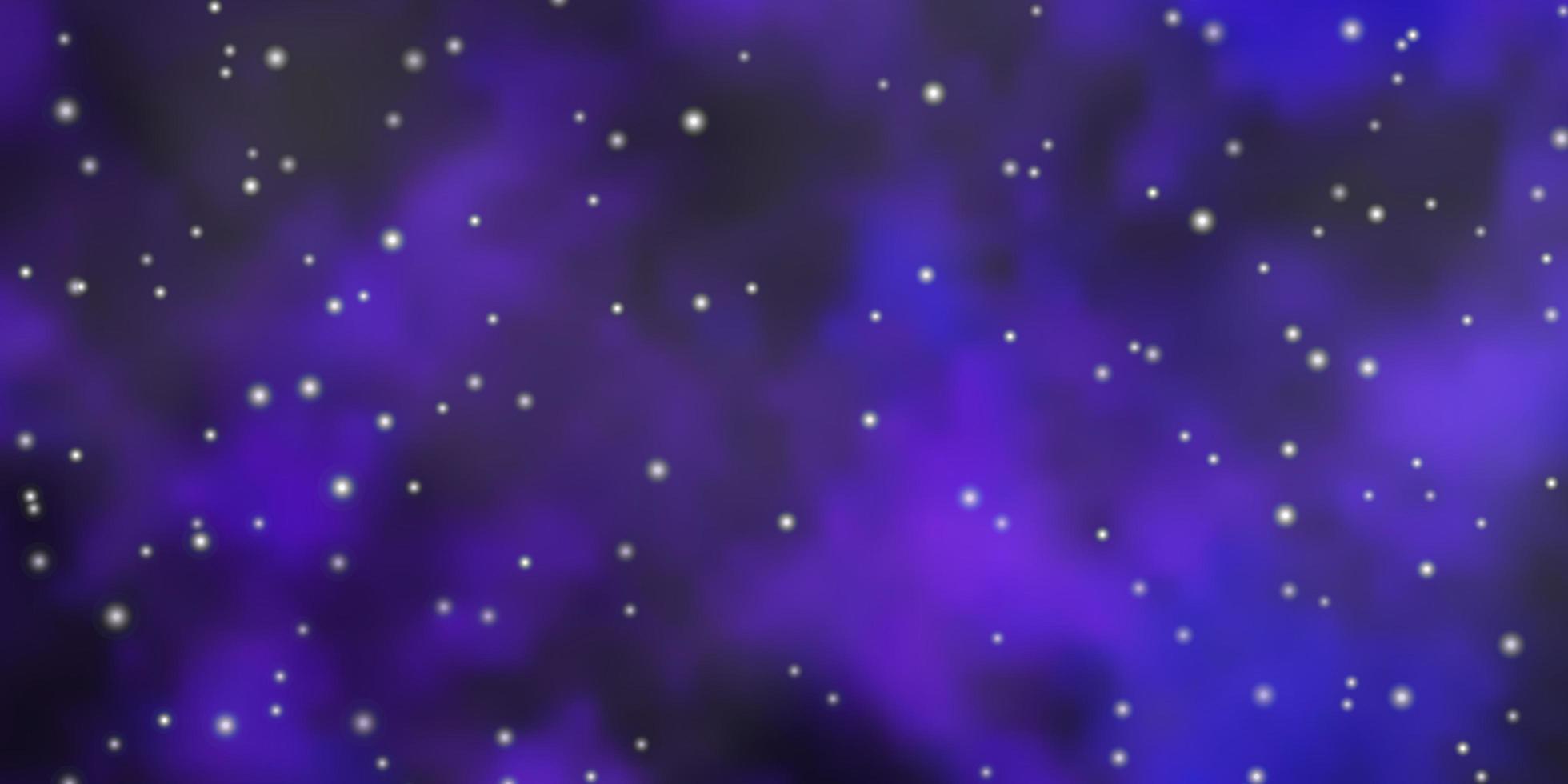 donkerpaarse vector achtergrond met kleine en grote sterren.