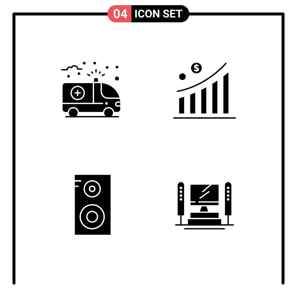 reeks van 4 modern ui pictogrammen symbolen tekens voor ambulance muziek- klasse medisch geld computer bewerkbare vector ontwerp elementen