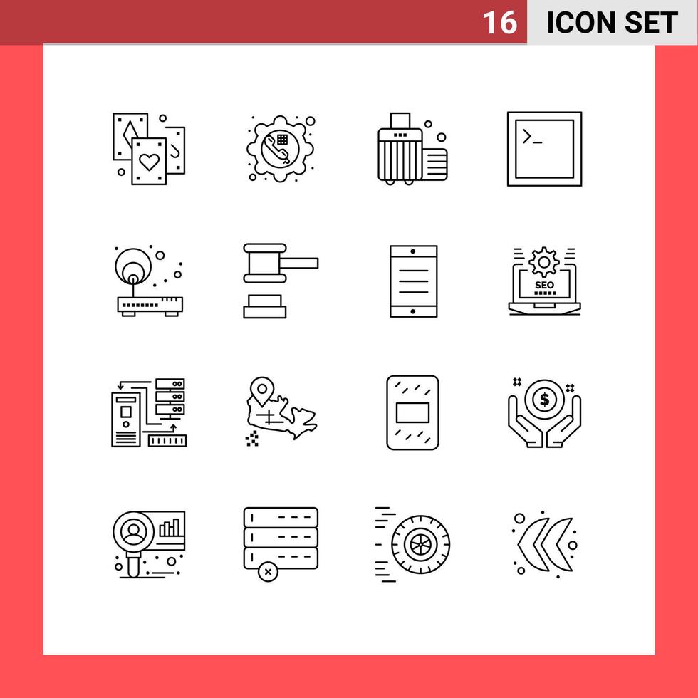 16 universeel schets tekens symbolen van internet terminal telefoon troosten bagage bewerkbare vector ontwerp elementen