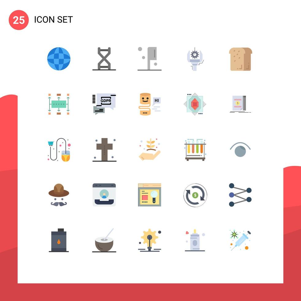 pak van 25 modern vlak kleuren tekens en symbolen voor web afdrukken media zo net zo brood productie genetica machine automatisering bewerkbare vector ontwerp elementen