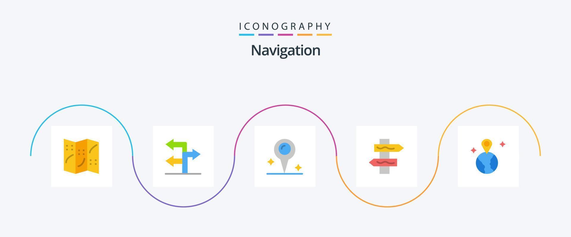 navigatie vlak 5 icoon pak inclusief . markeerstift. plaats. wereld vector