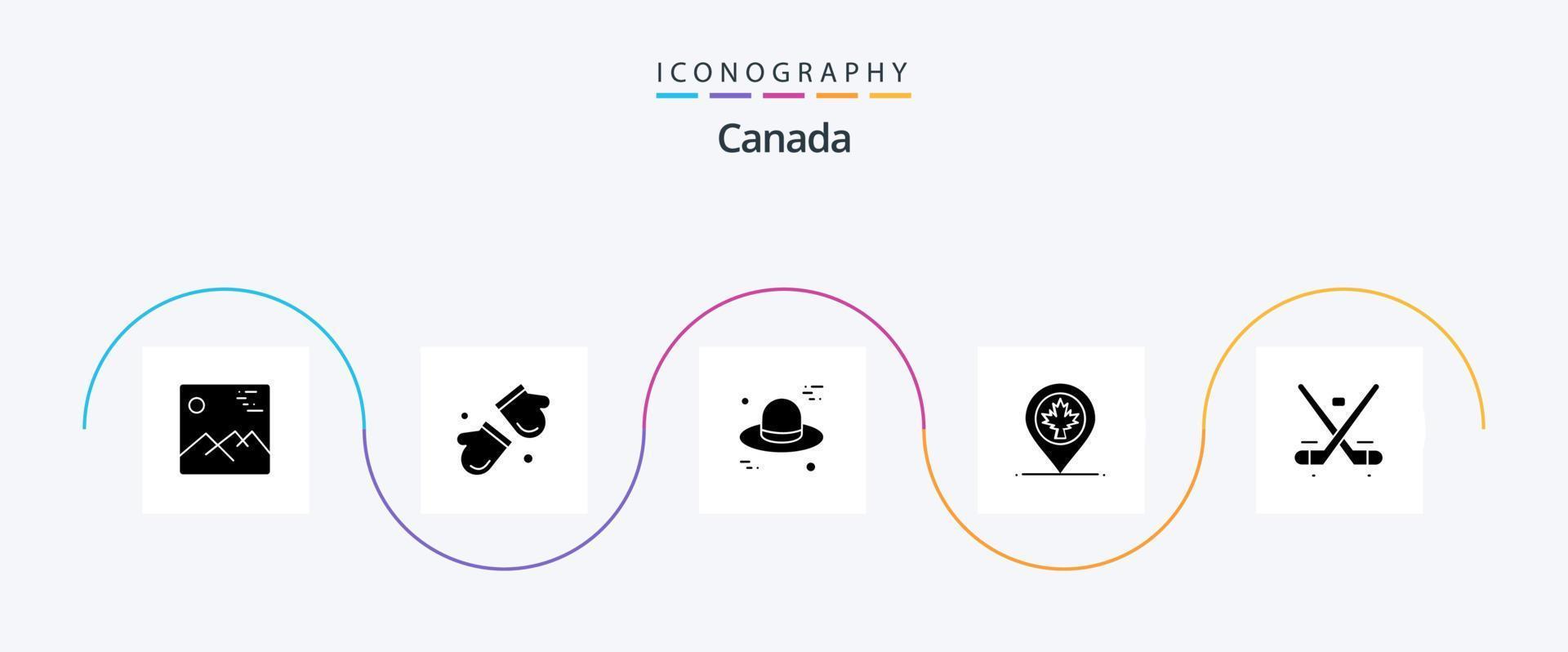 Canada glyph 5 icoon pak inclusief spel. blad. Scandinavië. Canada. kaart vector