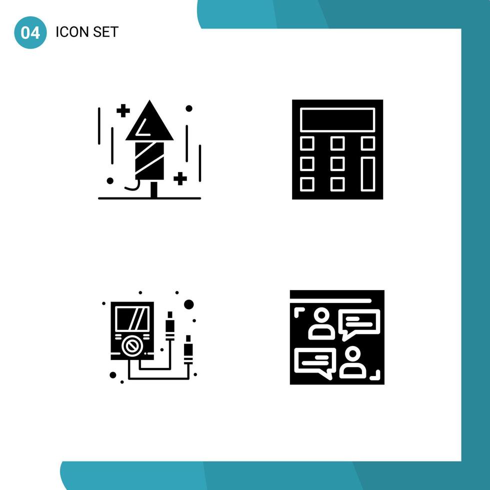 4 gebruiker koppel solide glyph pak van modern tekens en symbolen van viering meter raket wiskunde web bewerkbare vector ontwerp elementen