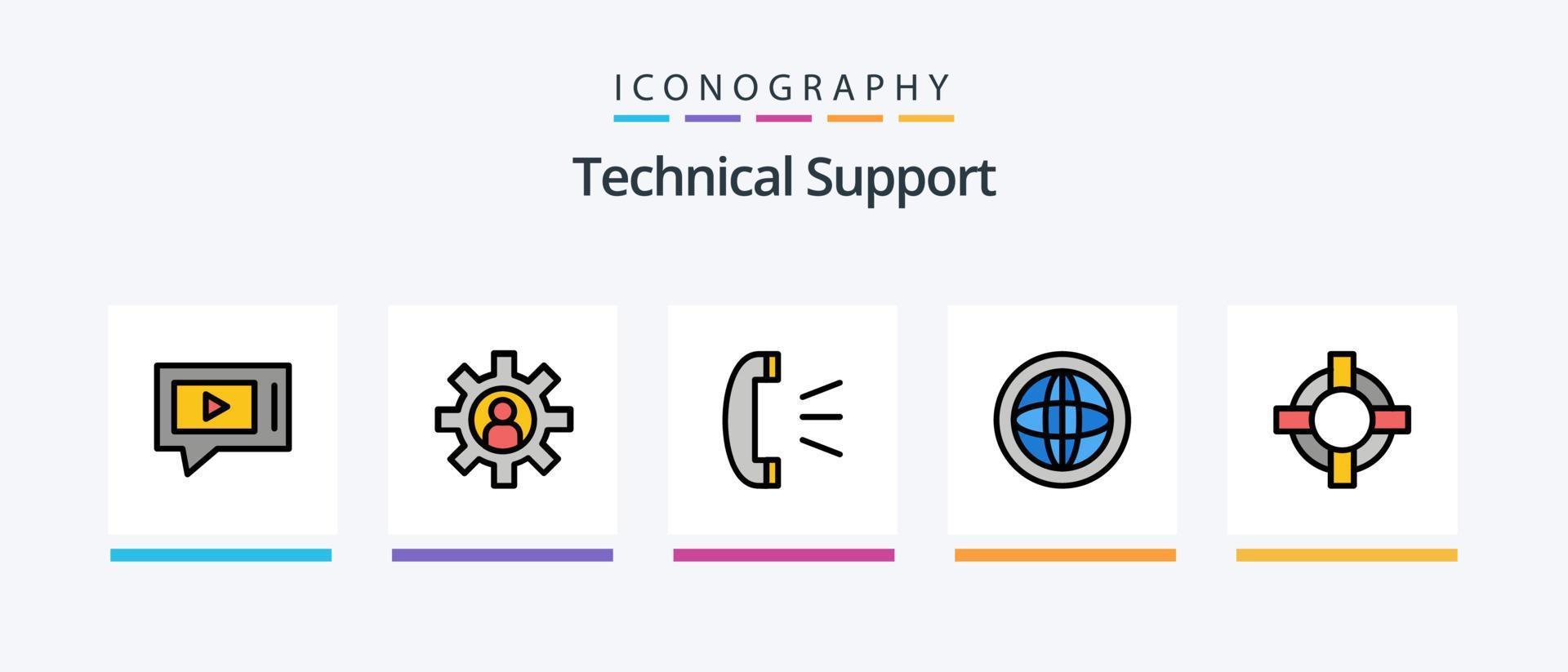 technisch ondersteuning lijn gevulde 5 icoon pak inclusief chatten. klant steun. helpen. cliënt steun. antwoorden. creatief pictogrammen ontwerp vector