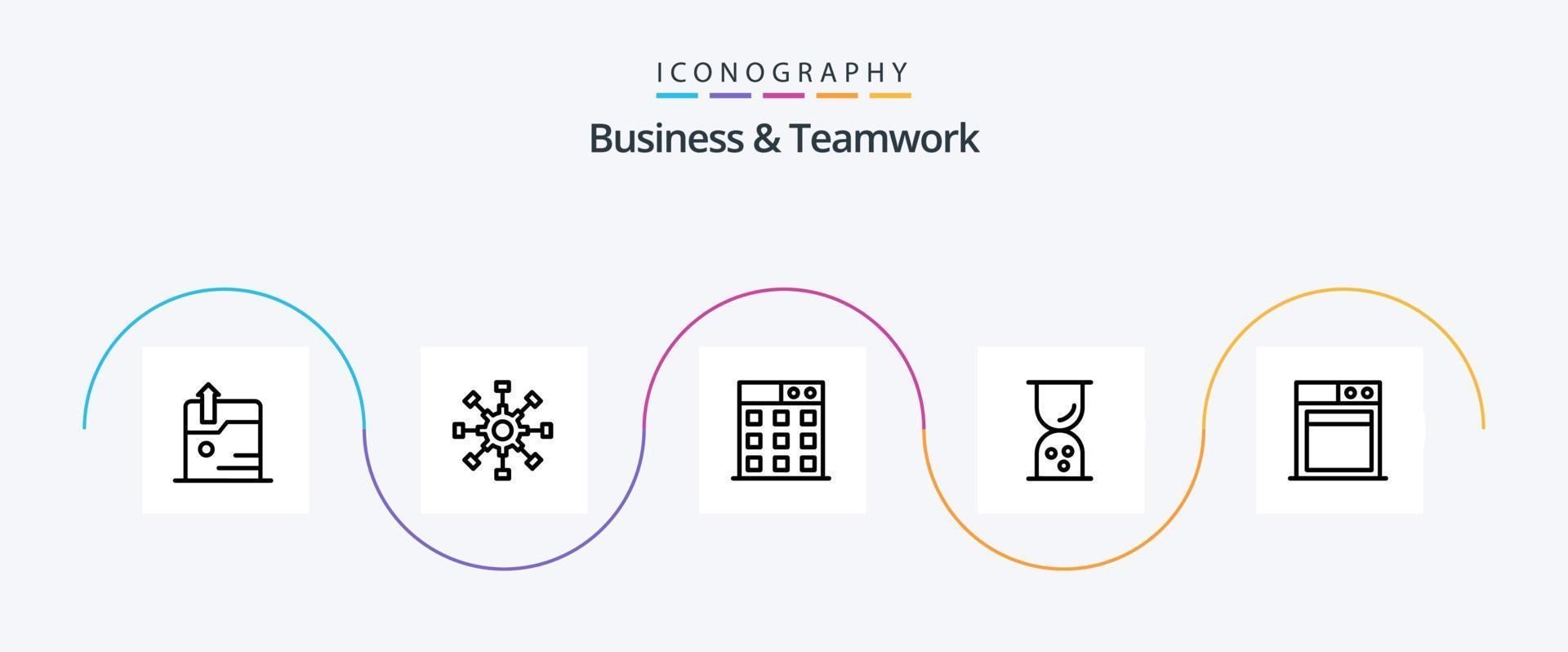 bedrijf en samenspel lijn 5 icoon pak inclusief . schets. teamwerk. financiën. vector